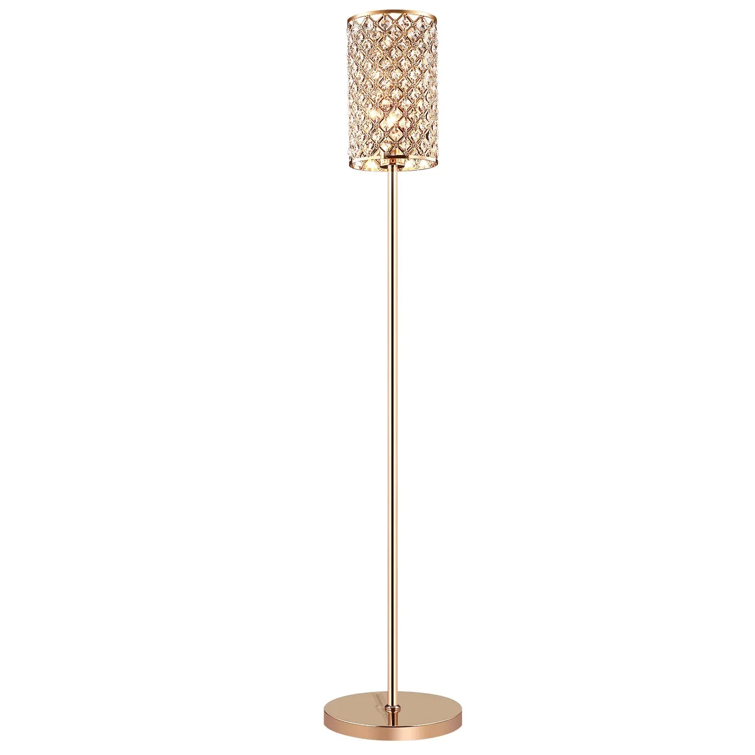 LED Floor Lamp Gold/Silver Luxury Crystal Lampshade Home Bedroom Bedside Decor Light Hotel Living Room Sofa Standing Lamp