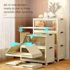 Foldable Storage Cabinet with Shelves for Kitchen, Living Room & Bedroom