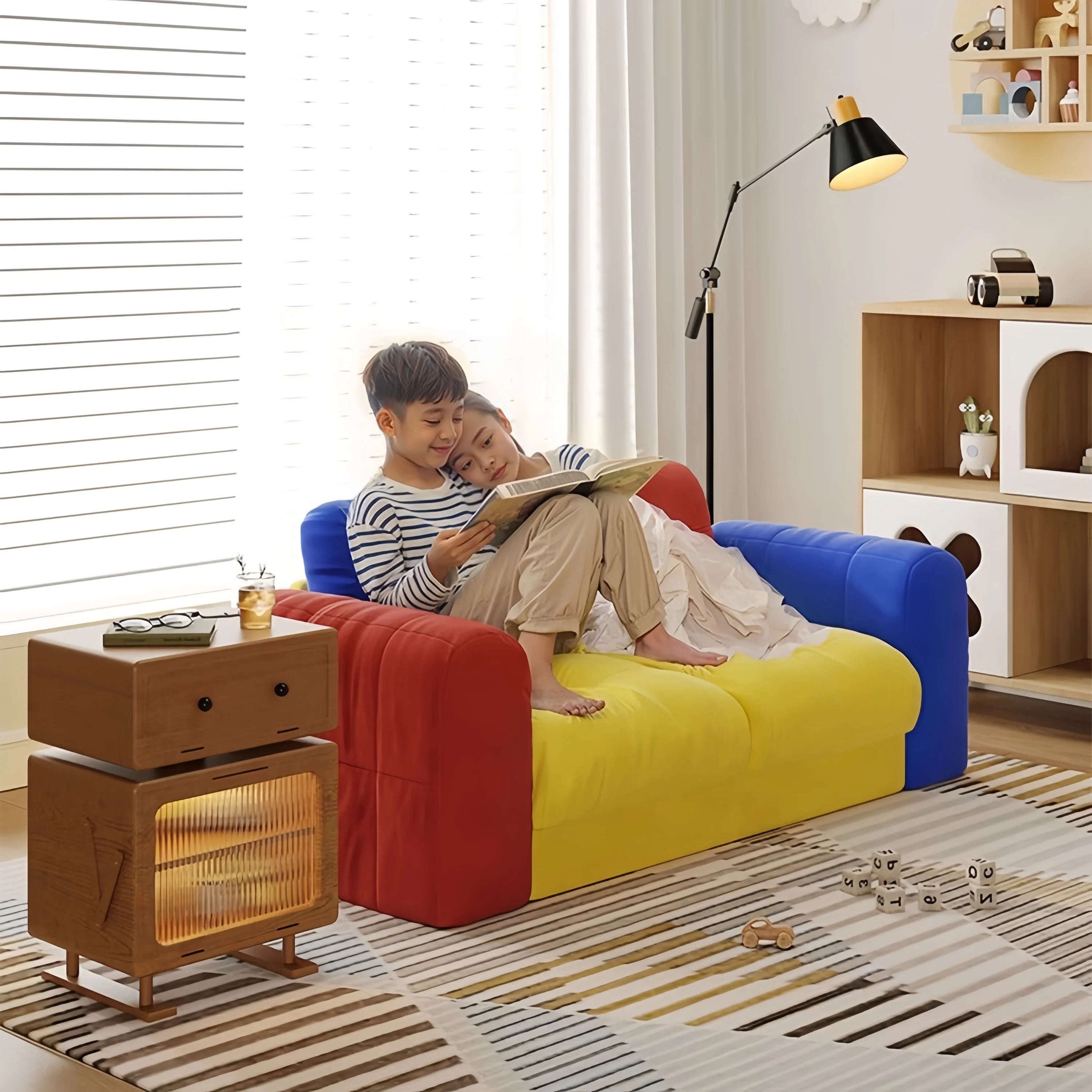 Modular Children'S Sofa for Living Room Hotel Villa with Sponge Filled Colorful Upholstered Furniture