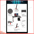 Luxury Modern Multifunctional Gaming Desk for Esports RGB LED Lighting Ergonomic Design Wooden Desktop Steel Frame Computer