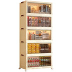 Foldable Storage Cabinet with Shelves for Kitchen, Living Room & Bedroom