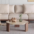Wabi Sabi Minimalist Solid Wood Travertine round Coffee Table Living Room Balcony Small Space Home Decor Novelty New Indoor