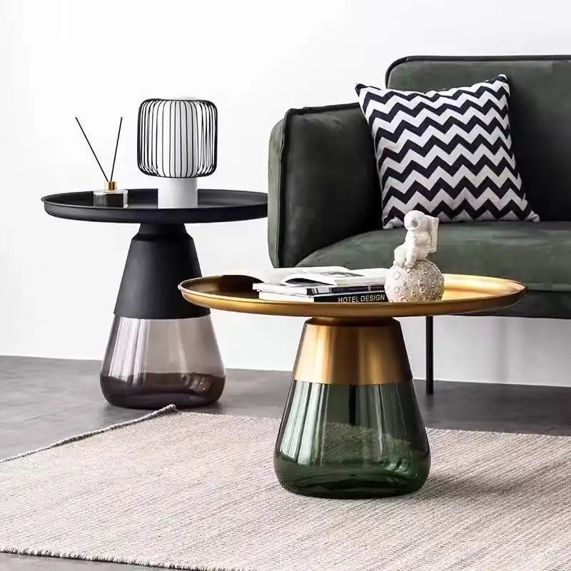 Light Luxury Living Room round Metal Side Table Bedroom Creative round Table Nordic Coffee Table Combination Sofa Side Tables