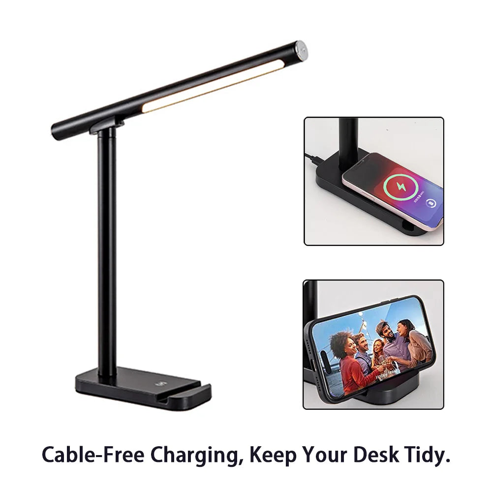 Dimmable 3-In-1 LED Desk Lamp-Wireless Charger, Magnetic Wall Light & Handheld Flashlight, Detachable Reading Light，Customizable