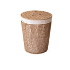 Japanese Style Rattan Laundry Hamper with Lid - Breathable Dustproof Dirty Clothes Basket for Bathroom,Laundry Room Storage