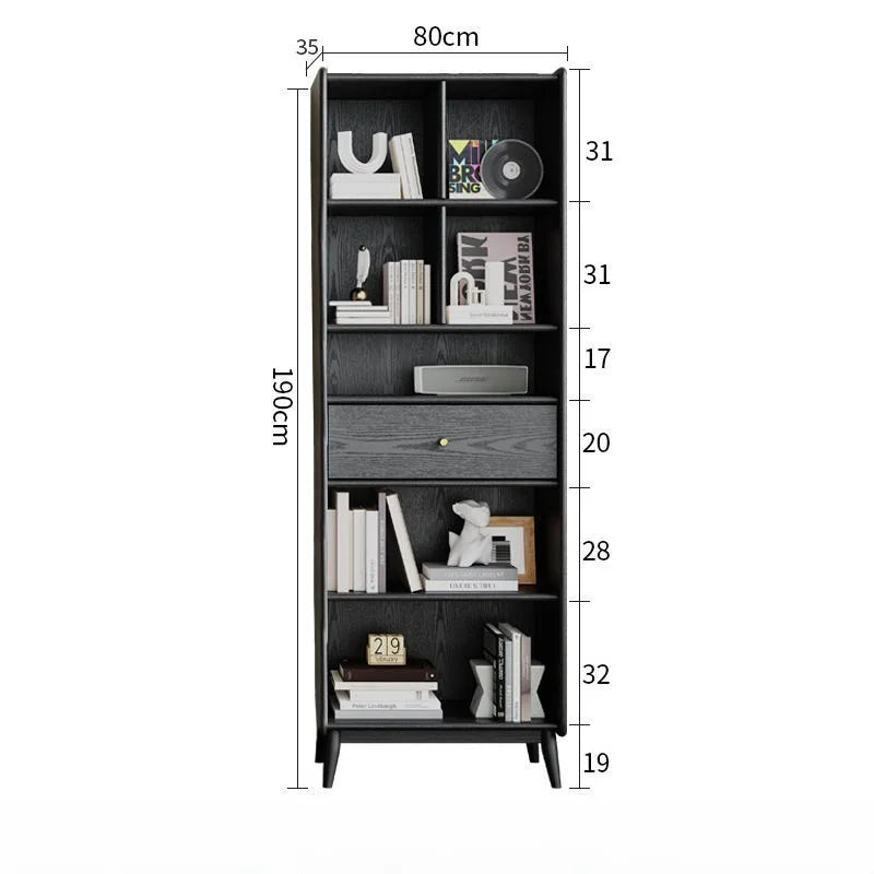 American-Style Bookcases Light Luxury Vintage Black Retro Bookcases Large Capacity Living Room Furniture La Combinaison YS40CC