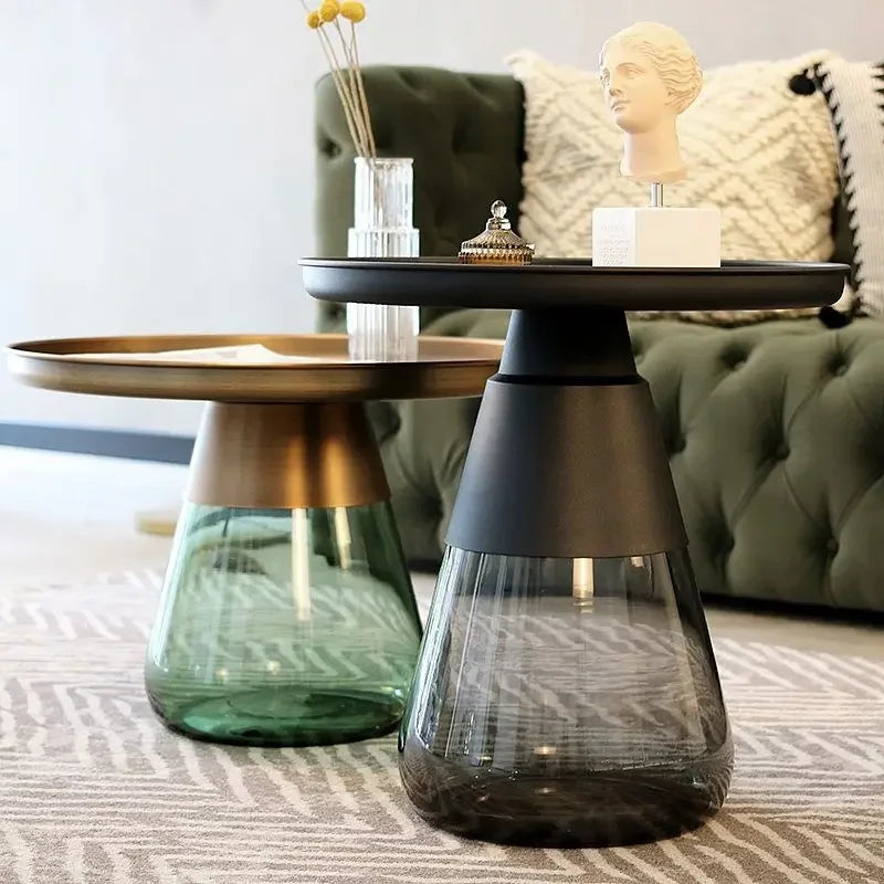 Light Luxury Living Room round Metal Side Table Bedroom Creative round Table Nordic Coffee Table Combination Sofa Side Tables