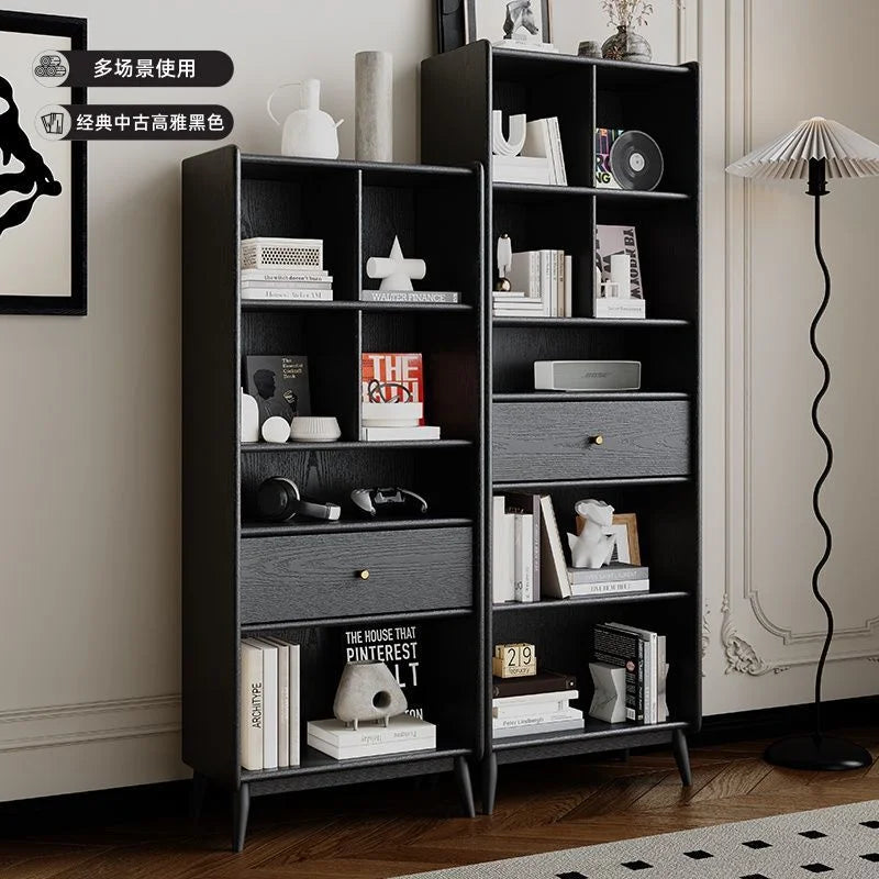 American-Style Bookcases Light Luxury Vintage Black Retro Bookcases Large Capacity Living Room Furniture La Combinaison YS40CC