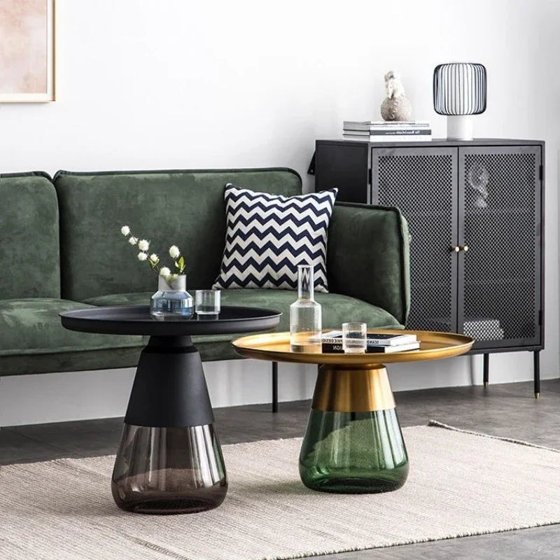 Light Luxury Living Room round Metal Side Table Bedroom Creative round Table Nordic Coffee Table Combination Sofa Side Tables