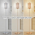 LED Floor Lamp Gold/Silver Luxury Crystal Lampshade Home Bedroom Bedside Decor Light Hotel Living Room Sofa Standing Lamp
