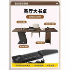 Black Solid Wood Desk with Socket Minimalist Living Room Study Workbench Office Computer Desk