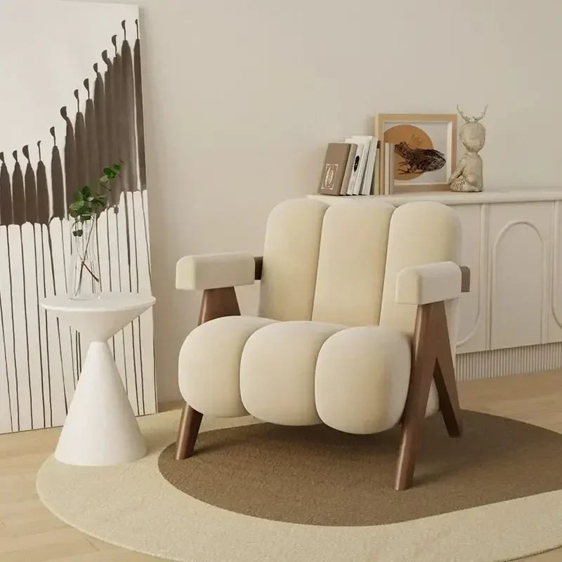Wabi Sabi Wind Living Room Single Sofa Chair Cat Scratch Designer Bedroom Sofa Chair Small Apartment Household Wind Balcony