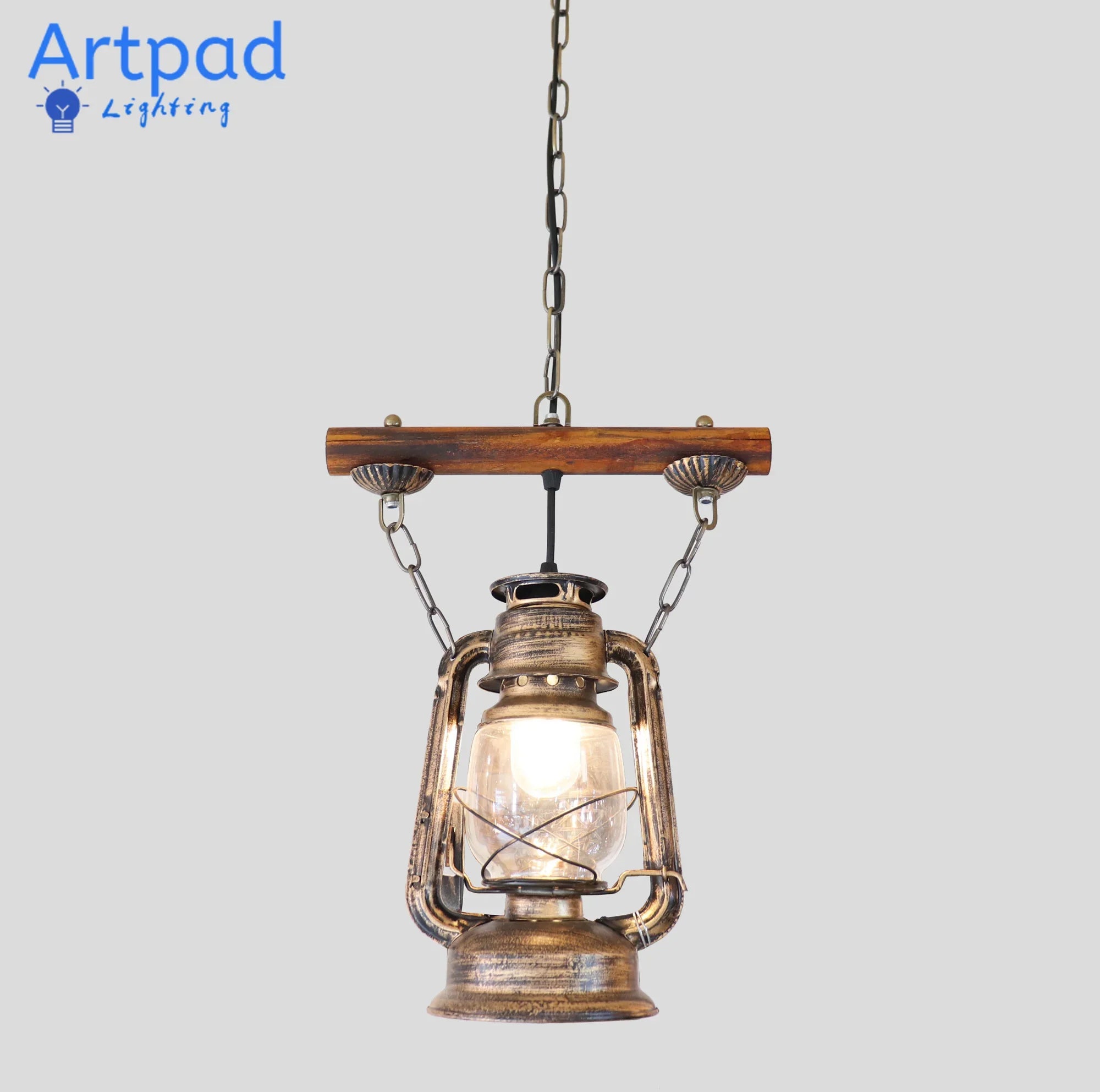 Industrial Glass Pendant Light for Kitchen Island, Dining Room, Bar & Restaurant, Vintage Rustic Hanging Ceiling Light Fixture with Glass Shade