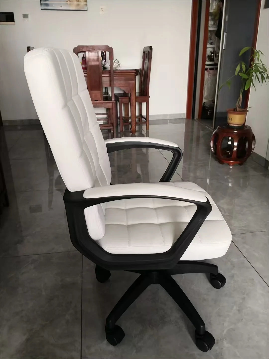 Ergonomic Office Chair with High Back Lumbar Support and Latex Seat Cushion PU Leather Executive Chai Home Office Furniture