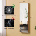 Over the Door Jewelry Organizer with LED Lights, 47.2" Full Length Mirror with Storage, Wall Mounted Jewelry Armoire