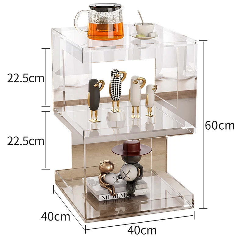 Minimalist Acrylic Sofa Side Table Creative Corner Organizer Multi-Functional Storage Rack Bedroom Decor Corner Table
