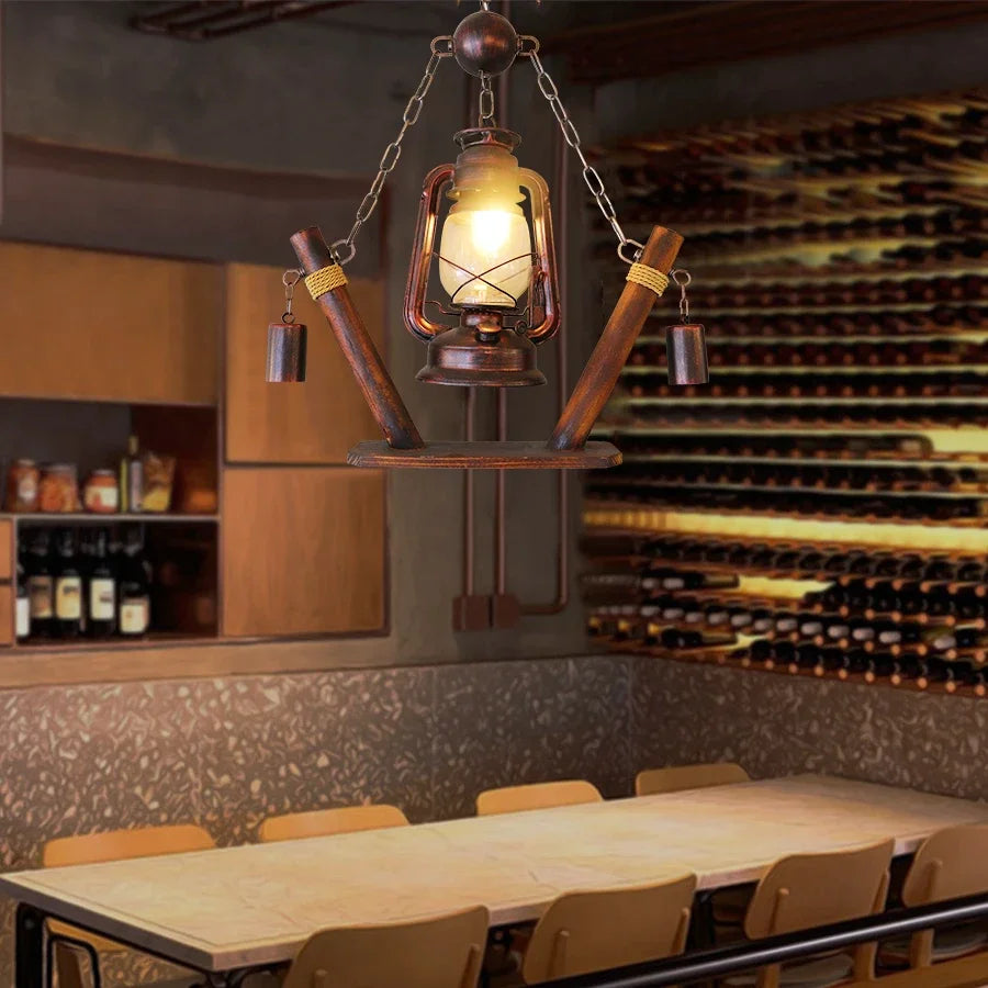 Industrial Glass Pendant Light for Kitchen Island, Dining Room, Bar & Restaurant, Vintage Rustic Hanging Ceiling Light Fixture with Glass Shade
