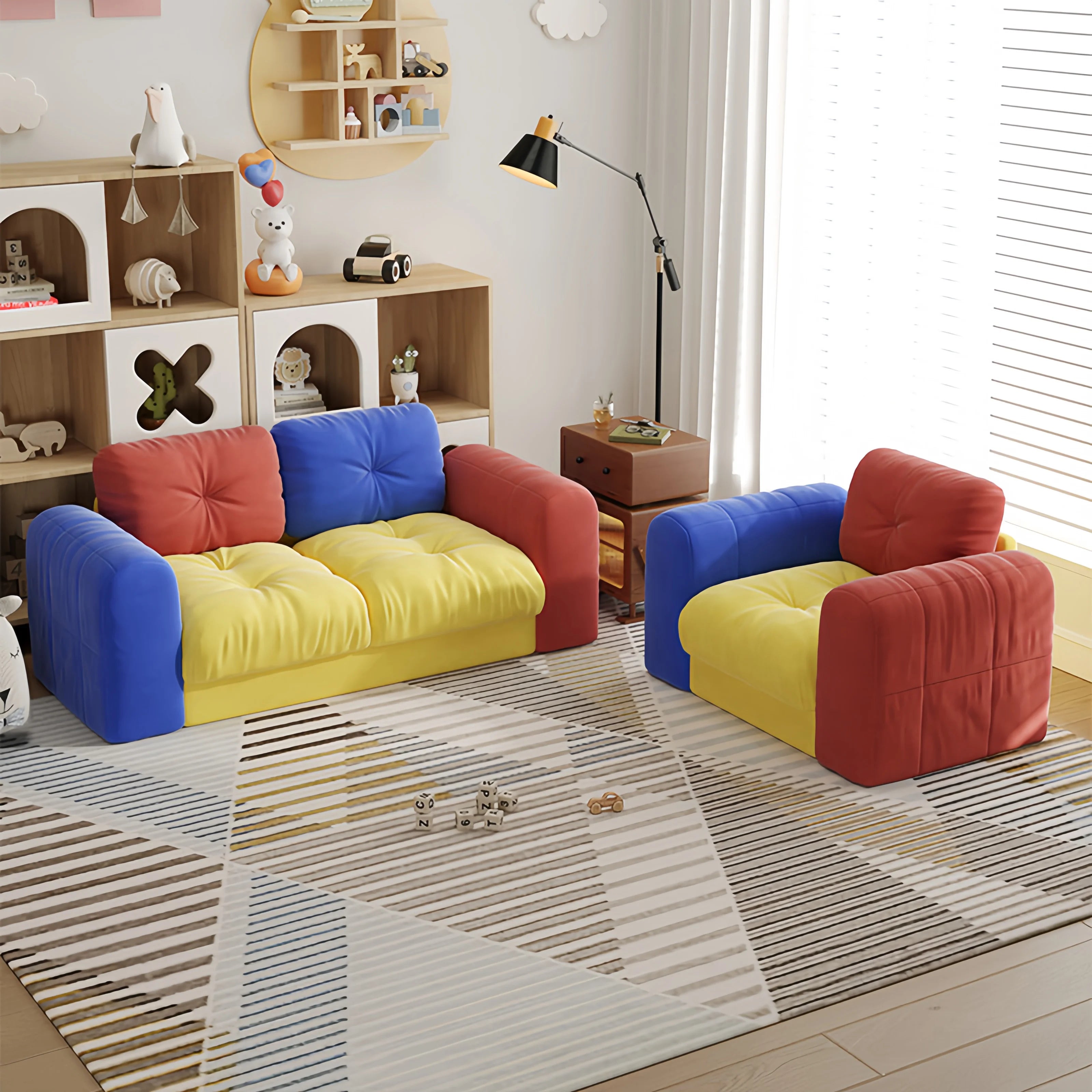 Modular Children'S Sofa for Living Room Hotel Villa with Sponge Filled Colorful Upholstered Furniture