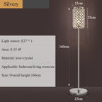 LED Floor Lamp Gold/Silver Luxury Crystal Lampshade Home Bedroom Bedside Decor Light Hotel Living Room Sofa Standing Lamp