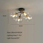 2026 Modern Led Ceiling Lights Transparent Smoke Grey Glass Lampshade Design Black Gold Nordic Ceiling Lamp Bedroom Decoration L