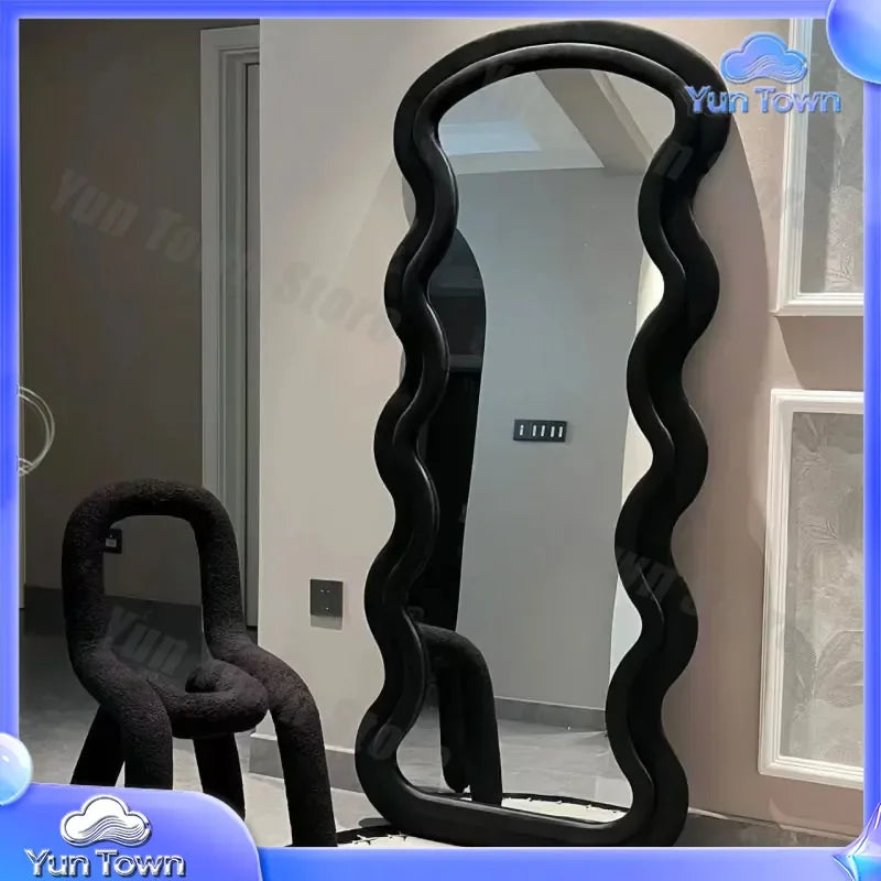 Full-Length Mirror for Home Clothing Store Fitting Room Instagram Floor-To-Ceiling Mirror Cream Standing Mirror Modern