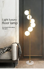 Glass Ball Luxury Floor Lamp Nordic Gold Black Floor Lamp Living Room Bedroom Sofa Modern Home Decor Marble Stand E27 Floor Lamp