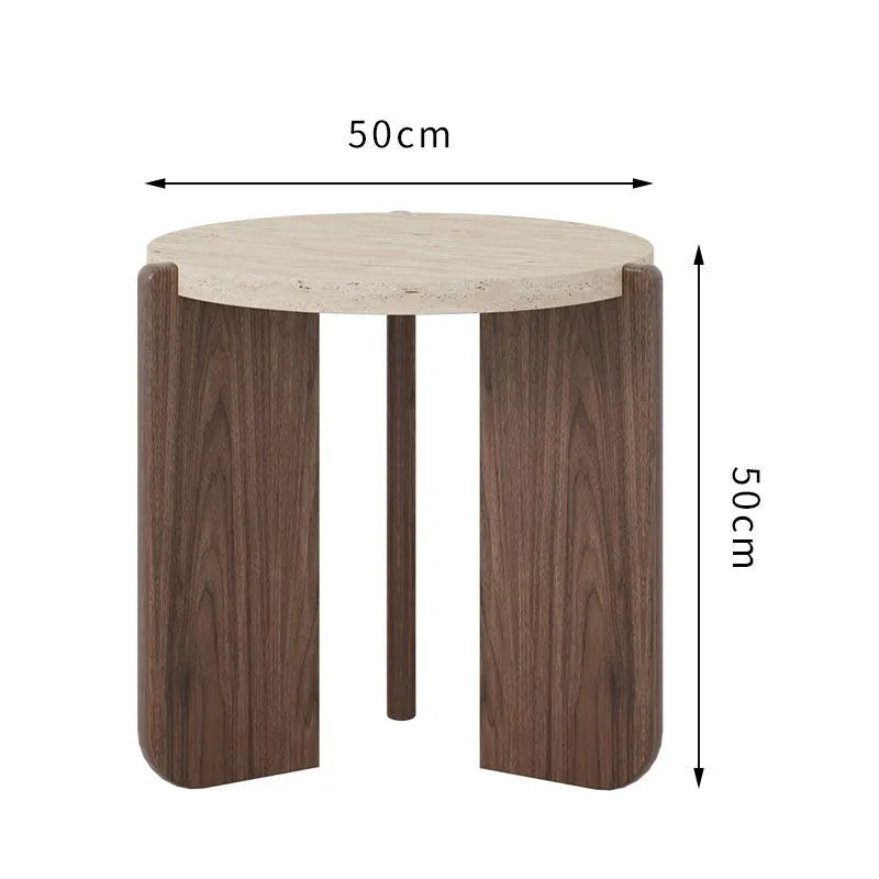 Wabi Sabi Minimalist Solid Wood Travertine round Coffee Table Living Room Balcony Small Space Home Decor Novelty New Indoor