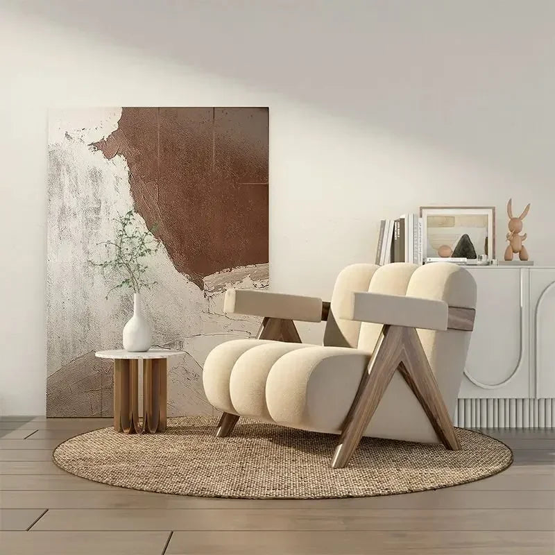 Wabi Sabi Wind Living Room Single Sofa Chair Cat Scratch Designer Bedroom Sofa Chair Small Apartment Household Wind Balcony