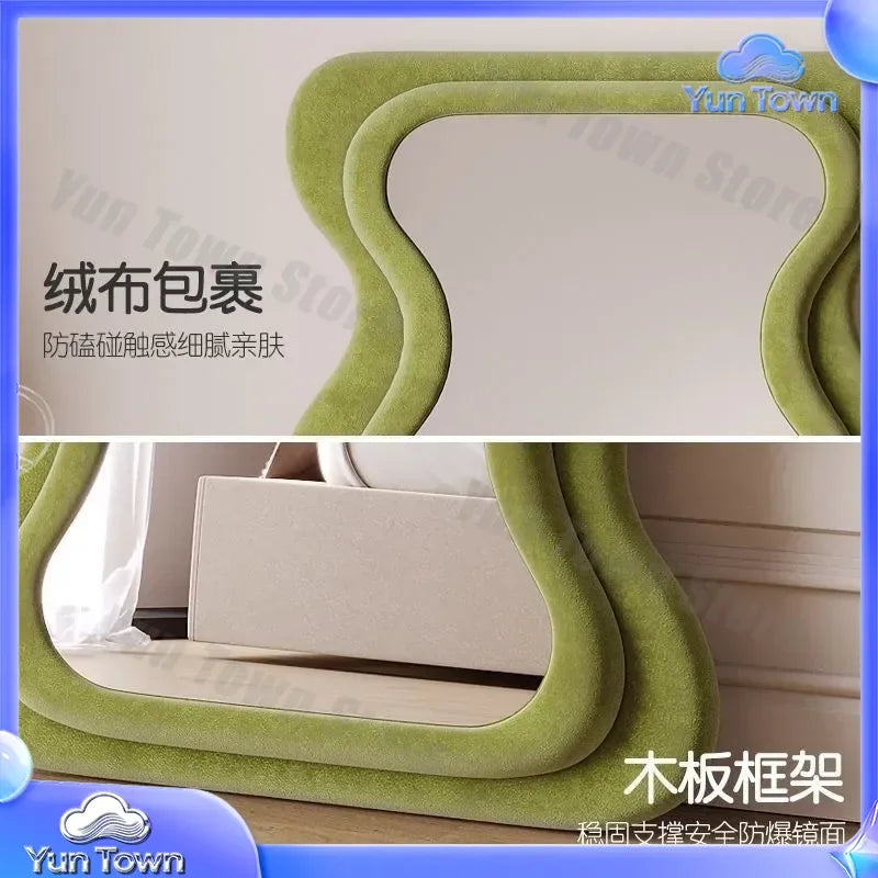 Full-Length Mirror for Home Clothing Store Fitting Room Instagram Floor-To-Ceiling Mirror Cream Standing Mirror Modern