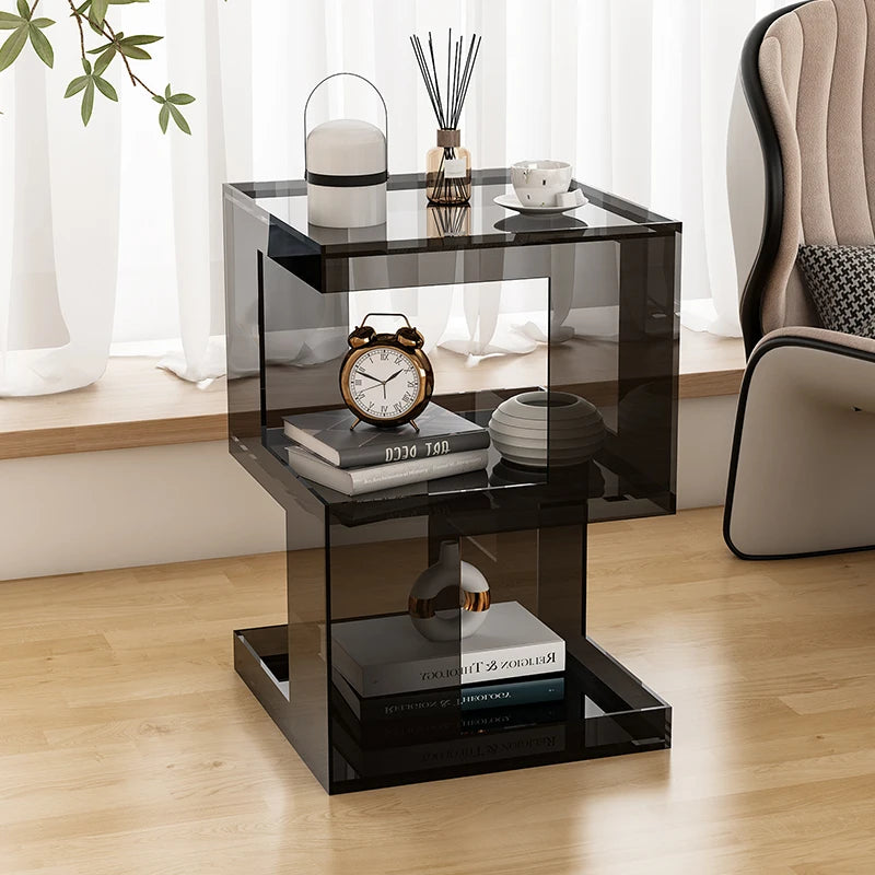 Minimalist Acrylic Sofa Side Table Creative Corner Organizer Multi-Functional Storage Rack Bedroom Decor Corner Table