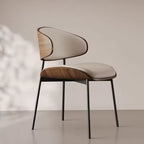 Mid-Century Walnut Dining Chair with Upholstered Seat for Kitchen & Dining Room