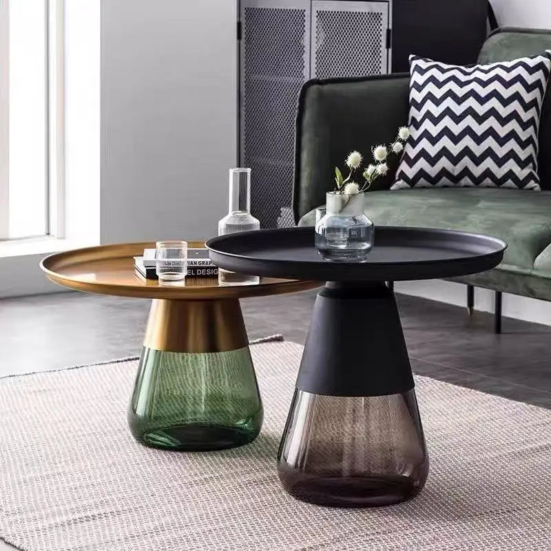 Light Luxury Living Room round Metal Side Table Bedroom Creative round Table Nordic Coffee Table Combination Sofa Side Tables