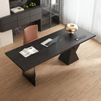 Black Solid Wood Desk with Socket Minimalist Living Room Study Workbench Office Computer Desk