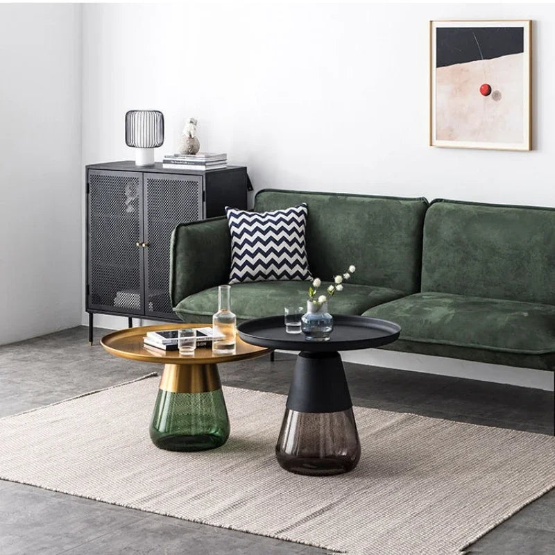 Light Luxury Living Room round Metal Side Table Bedroom Creative round Table Nordic Coffee Table Combination Sofa Side Tables