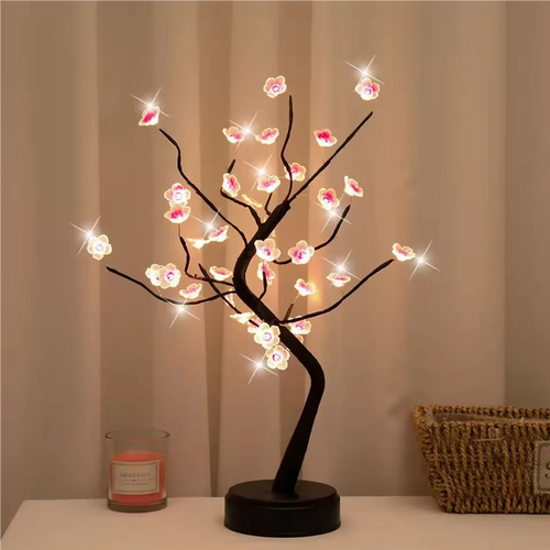 1PC LED Artificial Cherry Tree Bonsai Night Light Usb/Battery Powered Table Lamp Touch Switch Fairy Light for Wedding Home Decor