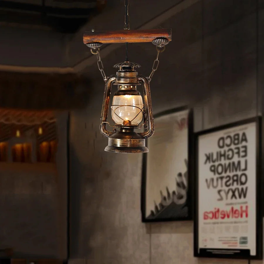 Industrial Glass Pendant Light for Kitchen Island, Dining Room, Bar & Restaurant, Vintage Rustic Hanging Ceiling Light Fixture with Glass Shade