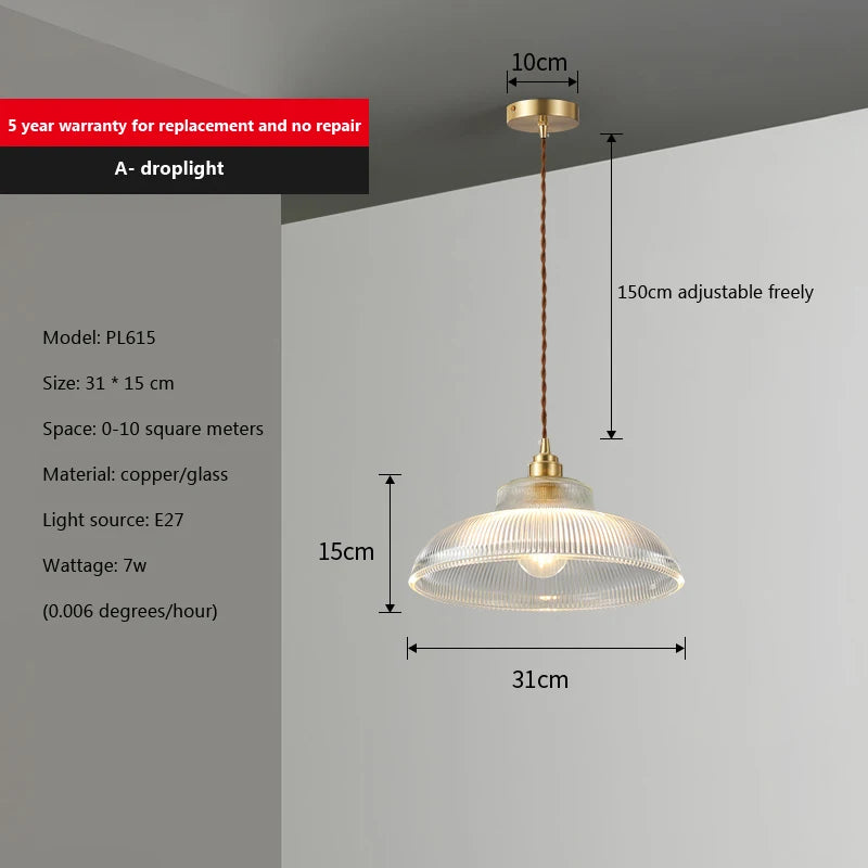 Vintage Glass Pendant Light Green Hanging Lamp Living Room Luminaire Hall Bedroom Dining Table Indoor Fixtures Lustre LED Decor