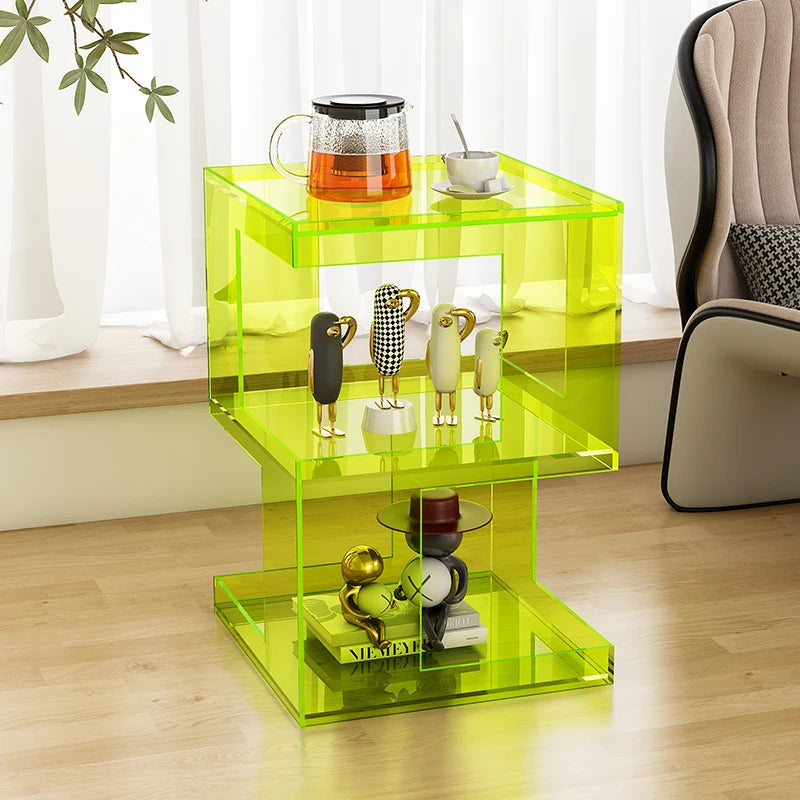 Minimalist Acrylic Sofa Side Table Creative Corner Organizer Multi-Functional Storage Rack Bedroom Decor Corner Table