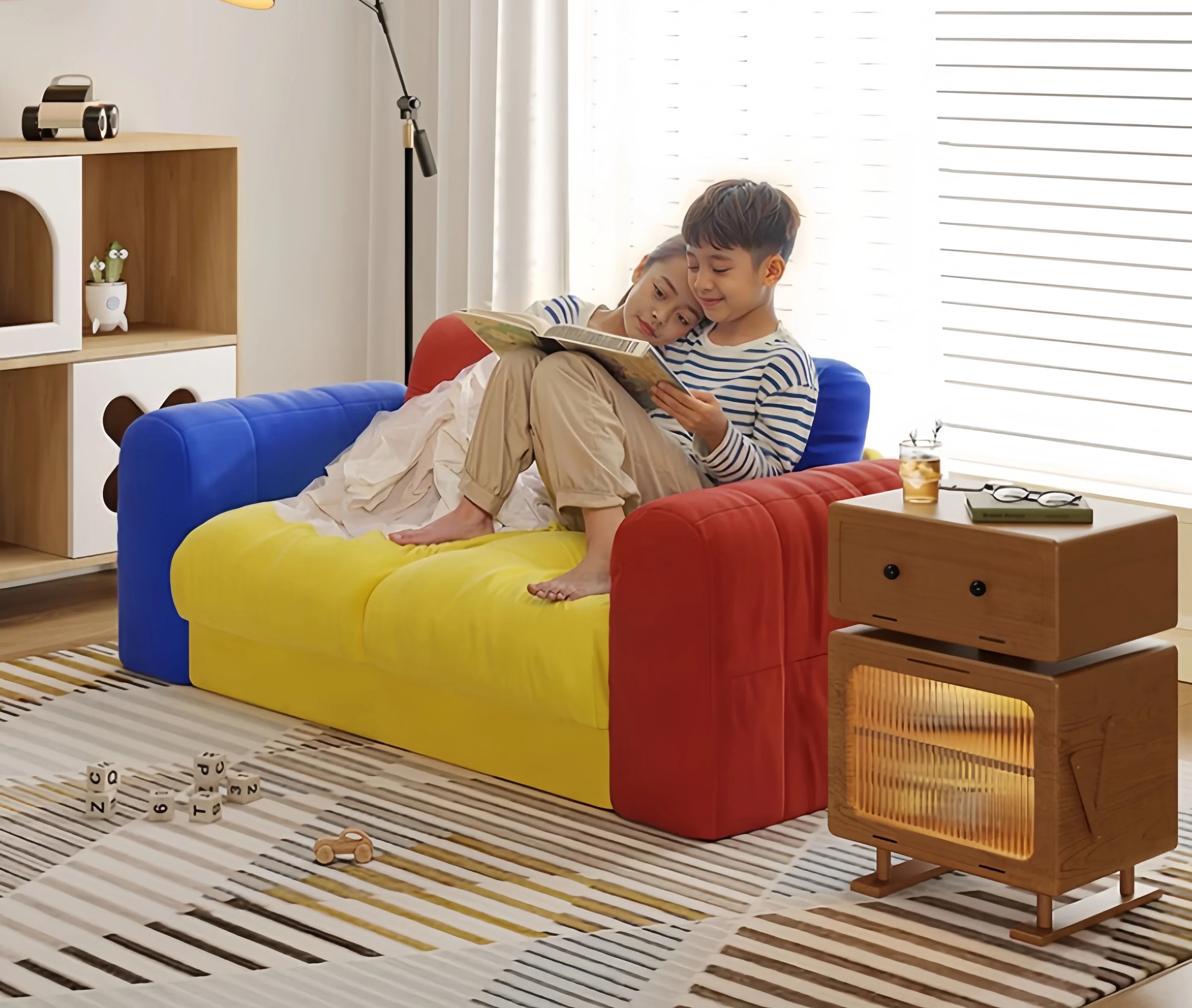Modular Children'S Sofa for Living Room Hotel Villa with Sponge Filled Colorful Upholstered Furniture