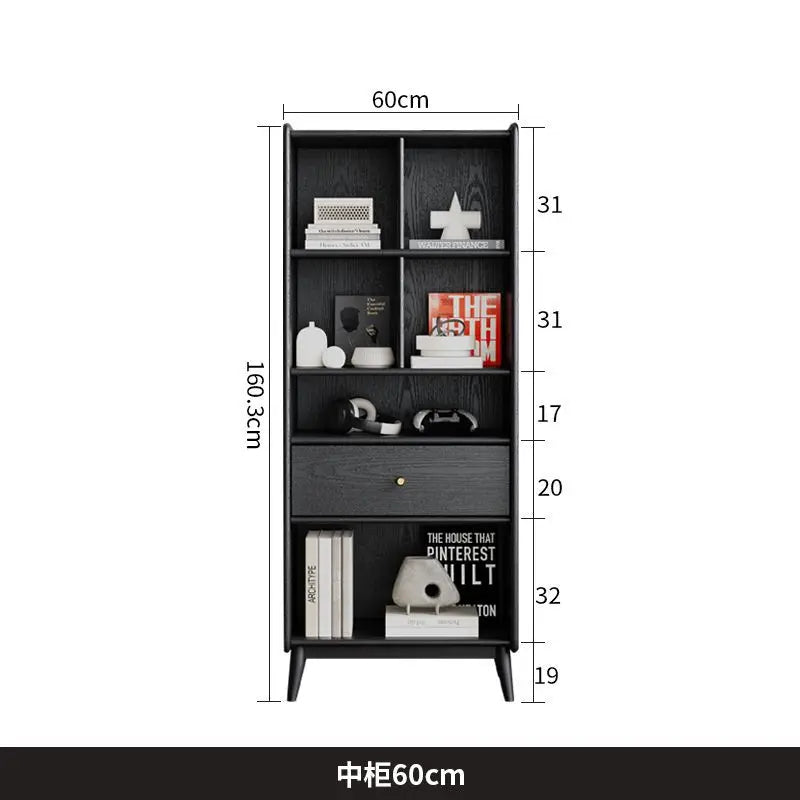 American-Style Bookcases Light Luxury Vintage Black Retro Bookcases Large Capacity Living Room Furniture La Combinaison YS40CC
