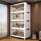 Foldable Storage Cabinet with Shelves for Kitchen, Living Room & Bedroom