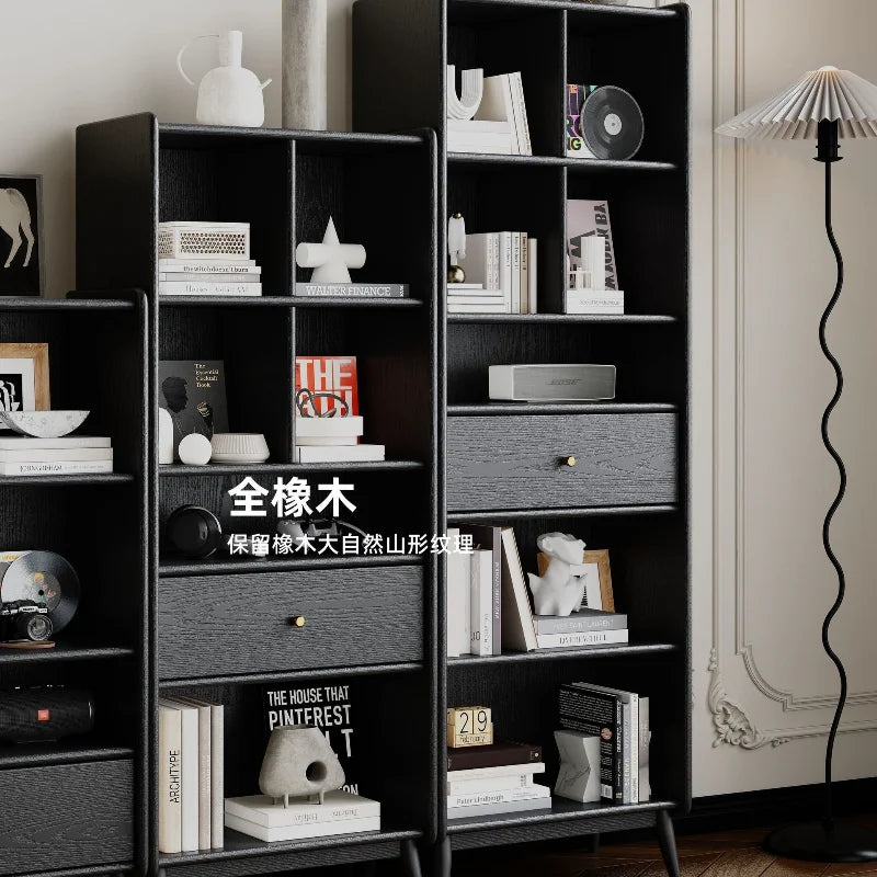 American-Style Bookcases Light Luxury Vintage Black Retro Bookcases Large Capacity Living Room Furniture La Combinaison YS40CC