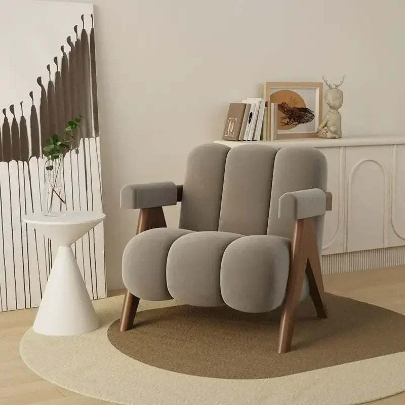 Wabi Sabi Wind Living Room Single Sofa Chair Cat Scratch Designer Bedroom Sofa Chair Small Apartment Household Wind Balcony