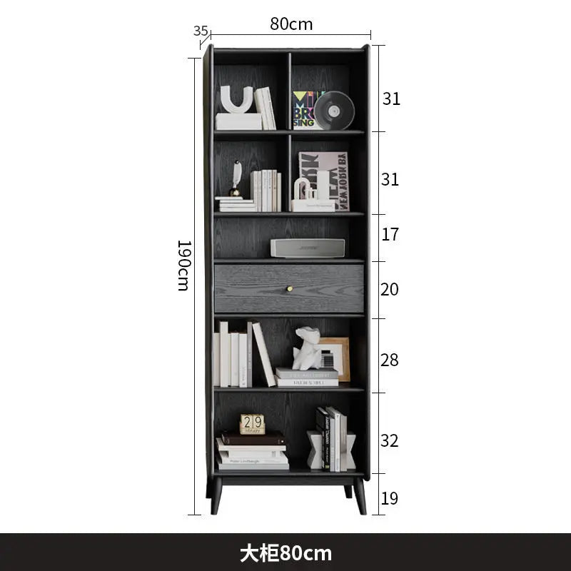 American-Style Bookcases Light Luxury Vintage Black Retro Bookcases Large Capacity Living Room Furniture La Combinaison YS40CC