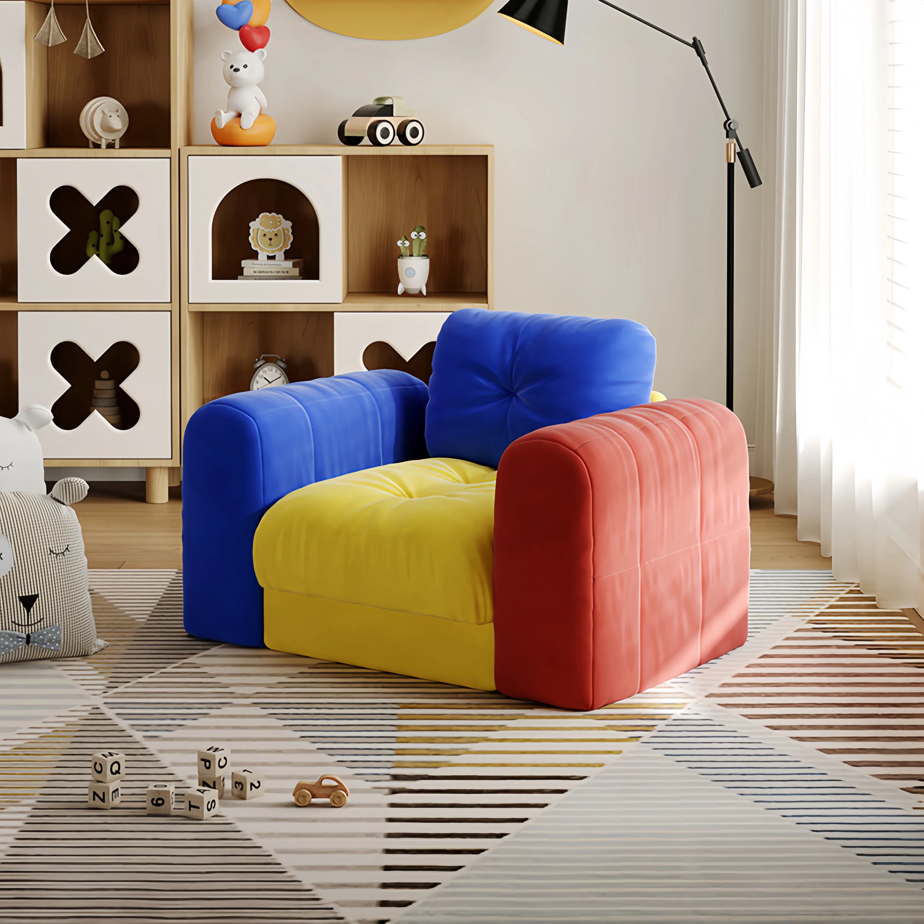Modular Children'S Sofa for Living Room Hotel Villa with Sponge Filled Colorful Upholstered Furniture