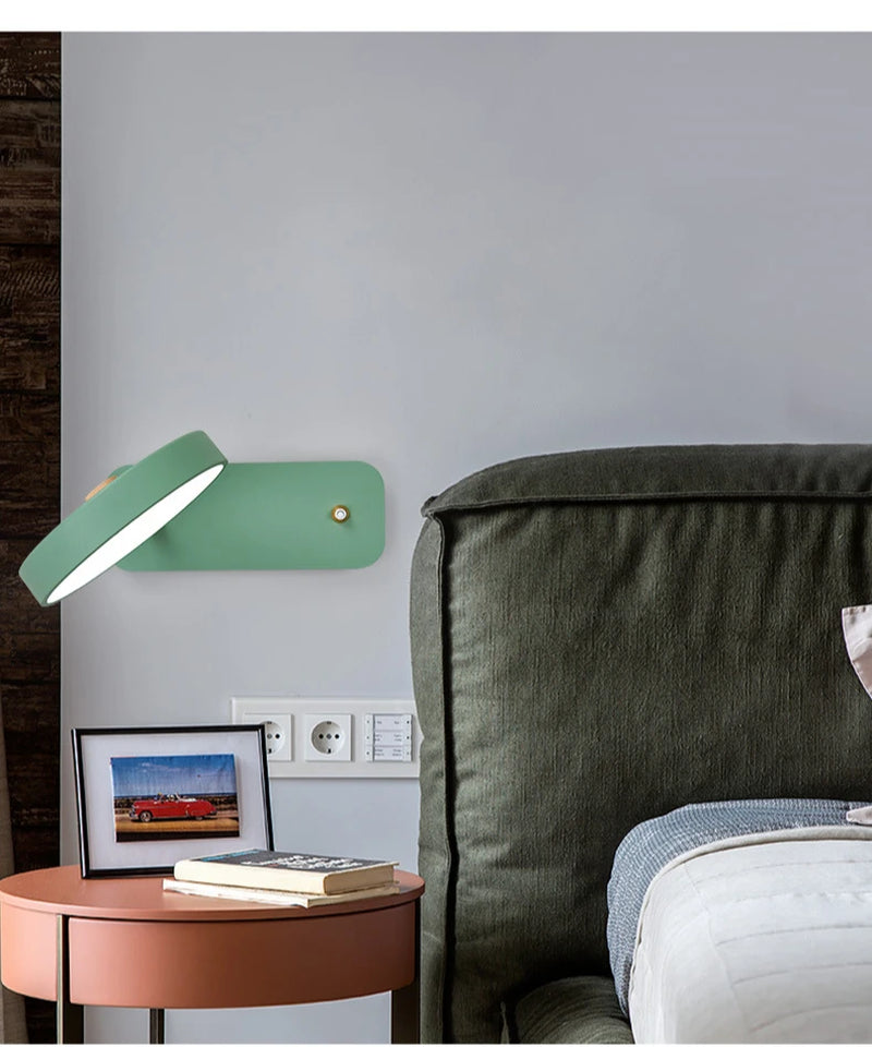 Creative Rotatable with Switch LED Wall Lamp Study Desk Eye Protection Reading Light Nordic Bedroom Bedside Lamp