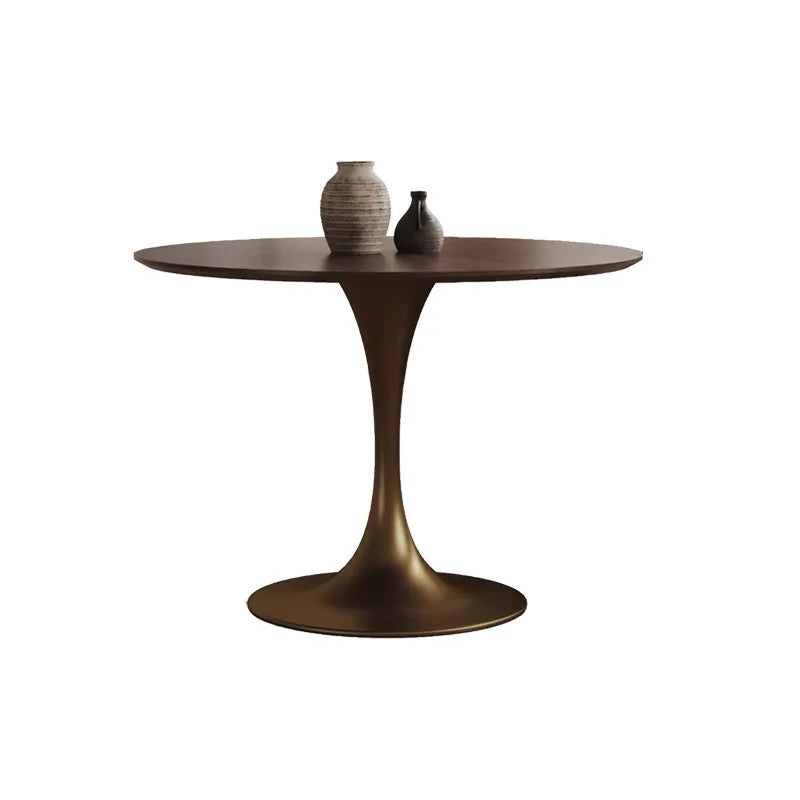 Solid Wood Small round Table French Retro Household Small Apartment Coffee Negotiation Table Walnut Medieval Tulip Dining Table