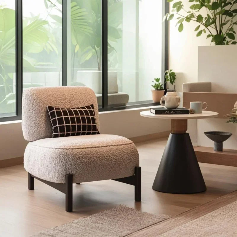 Modern Minimalist Accent Chair Cream Style Single Sofa Chair Luxury Lounge Armchair for Living Room Balcony Bedroom Decor