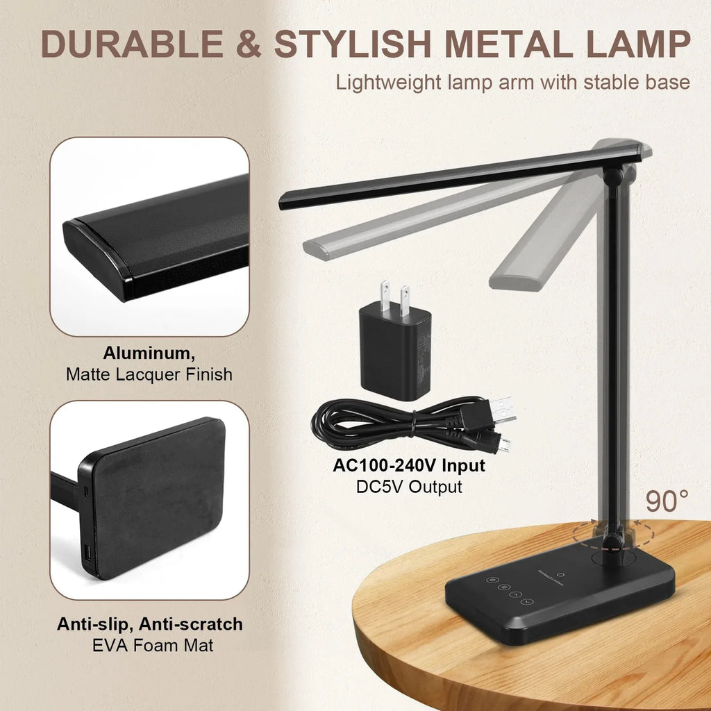 Folding Table Lamp QI Wireless Charging LED Desk Lamp Eye Protect Reading Book Lamp Touch Dimming Night Light