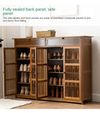 Bamboo Shoe Cabinet Multi-Layer Storage for Small Apartment Corridor Door Living Room Dustproof Household Organizer